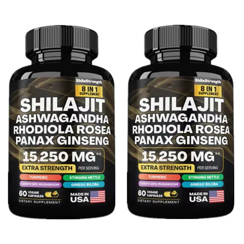 15250Mg Pure Shilajit Himalayan Capsules with Maca Ginseng Ashwagandha Turmeric, Energy Supplement Muscle Mass Endurance
