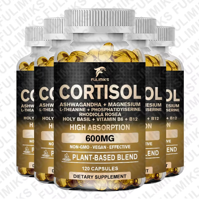 Cortisol Supplement, Holy Basil | Ashwagandha | Rhodiola | L-Theanine, Plant-Based Hormone Balance - Mood, Focus & Sleep Support