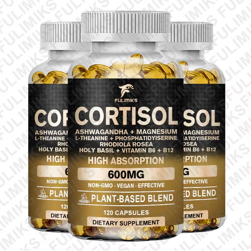 Cortisol Supplement, Holy Basil | Ashwagandha | Rhodiola | L-Theanine, Plant-Based Hormone Balance - Mood, Focus & Sleep Support