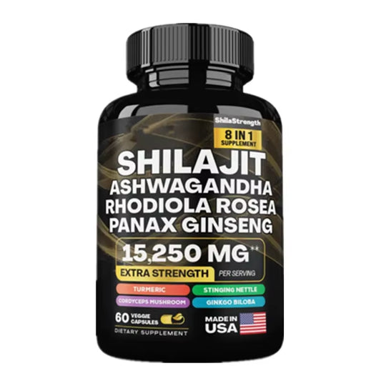 15250Mg Pure Shilajit Himalayan Capsules with Maca Ginseng Ashwagandha Turmeric, Energy Supplement Muscle Mass Endurance