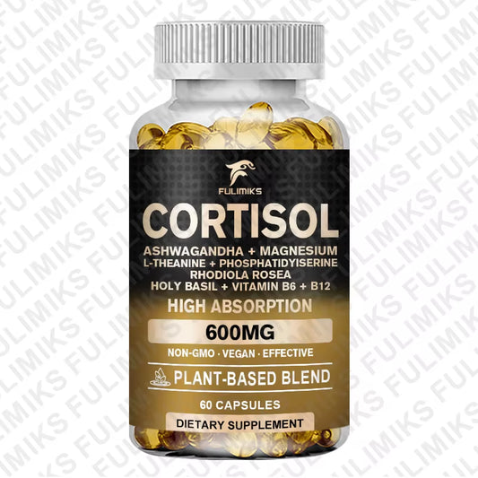 Cortisol Supplement, Holy Basil | Ashwagandha | Rhodiola | L-Theanine, Plant-Based Hormone Balance - Mood, Focus & Sleep Support